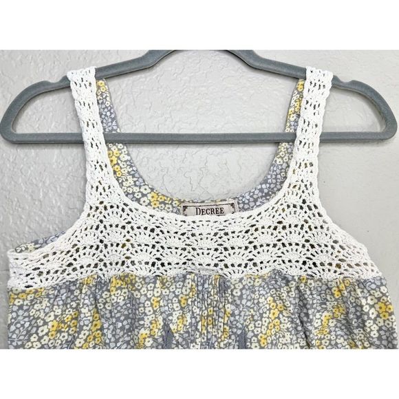 Vintage Y2K Gray & Yellow Floral Peplum Tank Top Decree GUC Womens Size M - Picture 5 of 9